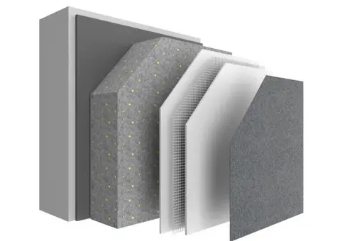 Schéma des couches d'une isolation de façade par l'extérieur avec finition crépi sur isolant
