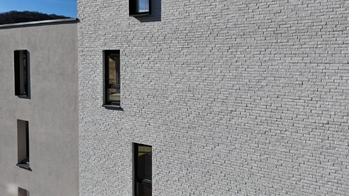 Photo briquette blanche façade vue du dessus